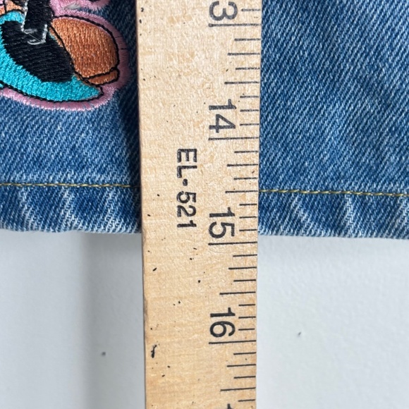 VTG Y2K Disney Mickey & Co Denim Skirt Girl 12 Embroidered Minnie Velvet Button - Picture 7 of 9
